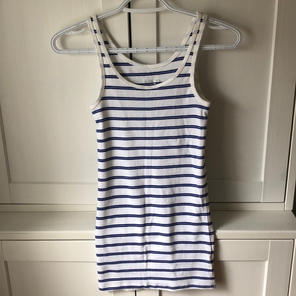 Blue and white striped tank top